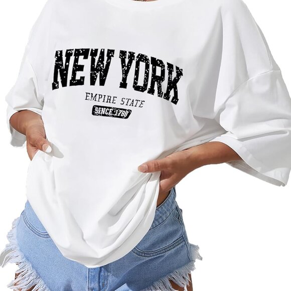 Oversized T Shirts for Women Short Sleeve Summer Loose Vintage Graphic Tees - Picture 4 of 5